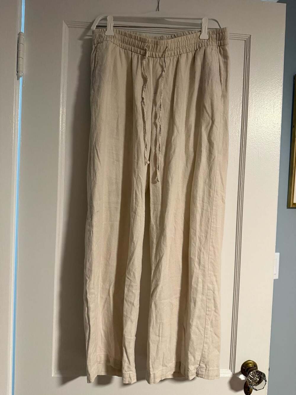 Old Navy Linen Blend Wide Leg Pants Size S Petite Beige